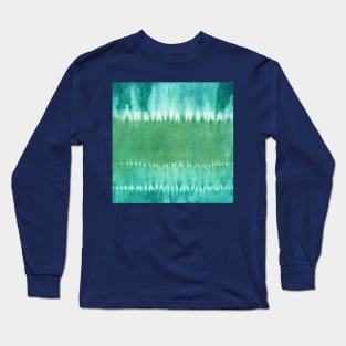 Teal Bold Tie-Dye Stripes Long Sleeve T-Shirt